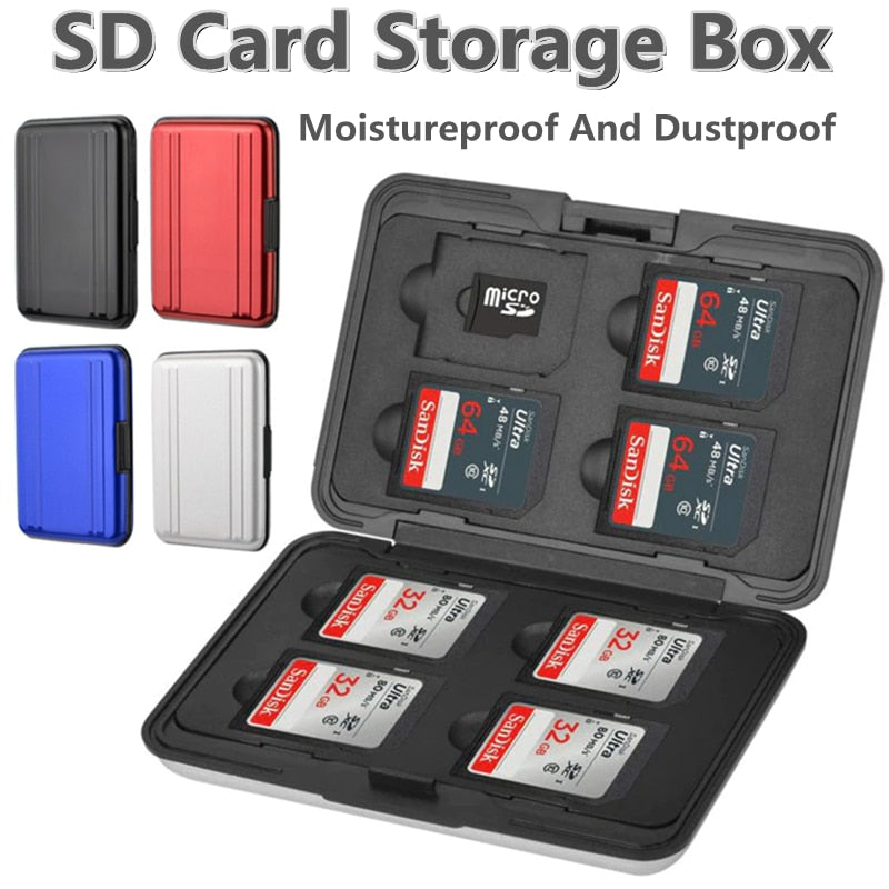 12 Slots Waterproof SD Card Case Micro SD Card Holder Microsd Case Soft Foam Interior Memory Card Storage Box with Lanyard