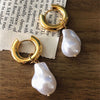 2023 Stainless Steel earbuckle Retro imitation Baroque Pearl Pendant Earrings for women