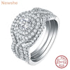 Newshe 3Pcs 925 Sterling Silver Wedding Rings Set for Women CZ Simulated Diamond Bridal Engagement Ring Luxury Jewelry