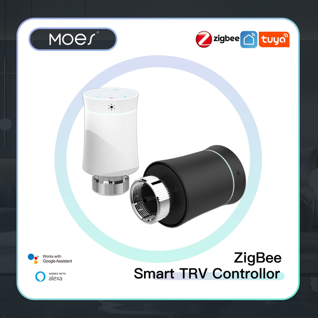 MOES TRV ZigBee 3.0 Tuya New Radiator Actuator Valve Smart Programmable Thermostat Temperature Heater Alexa Voice Control