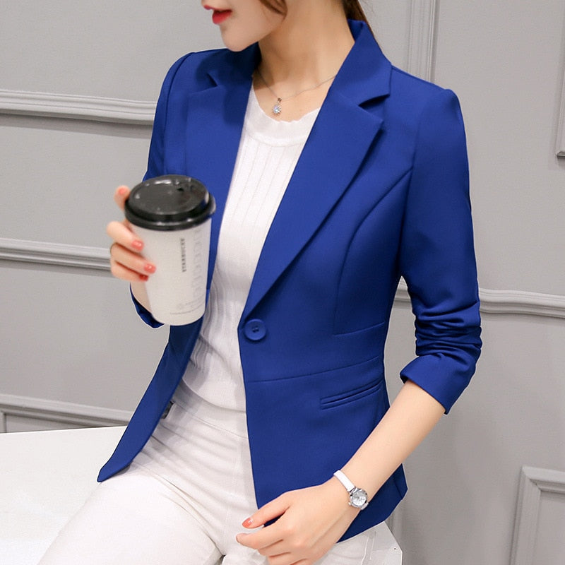 Women&#39;s Blazer Red Long Sleeve Blazers Pockets Jackets Coat Slim Office Lady Jacket Female Tops Suit Blazer Femme Jackets