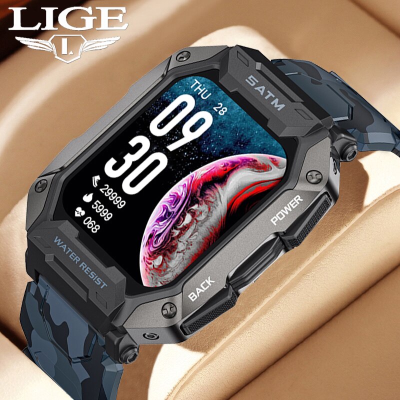 LIGE New Smart Watch For Men Bluetooth Full Touch Screen 5ATM Waterproof Watches Sports Fitness Smartwatch Man Relogio Masculino