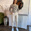 Fashion Retro Women Knitted Suits Leopard Long Sleeve O-neck Sweater + Lace Up Waist Pocket Harem Pants Korean Sets