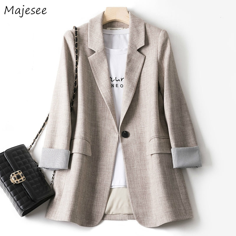 Blazers femmes à la mode Patchwork coréen Chic printemps poches amples dame élégant manteaux bouton unique minimaliste vêtements d'extérieur à manches longues