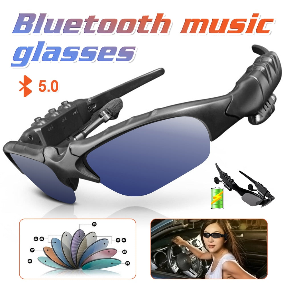 Sport Earphones Stereo Wireless Headset Bluetooth 5.0 Outdoor Smart Glasses Headset in car Calling Music With colorful Sun lens