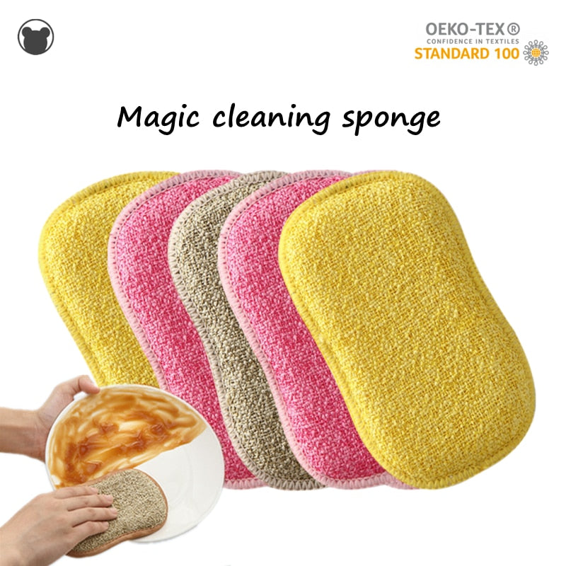 5/10/20/30PCS Scrub Sponges for Dishes Non-Scratch Microfiber Sponge Non Stick Pot Cleaning Sponge Brush Kitchen Housework Tools