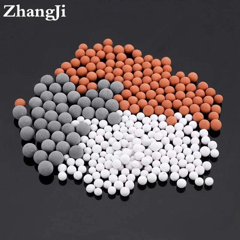 ZhangJi Shower Head Replacement Filter Anion Mineral Beads Stones Balls  for Bathroom Purifying Water 3 Kinds Diameter 5-6mm