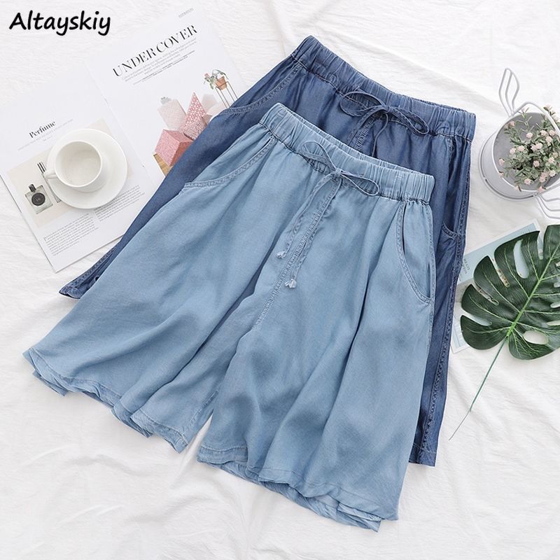 Shorts Damen Hohe Taille Kordelzug Elastizität Solide Ulzzang Hot Freizeit Dünn Locker Streetwear Weich Chic Einfach Beliebt Stilvoll