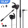 OLAF 3.5mm Wired Headphones Gaming Headset Bass Stereo Gamer Earphones Noise Cancelling Earbuds With Dual Mic In-ear Handfree