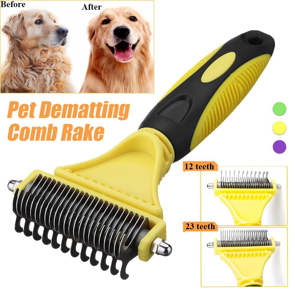 Brosse professionnelle pour chien démêlant le râteau de peigne pour animaux de compagnie sûr et efficace en douceur élimine les nœuds de sous-poil manche en bois chiot Goomer