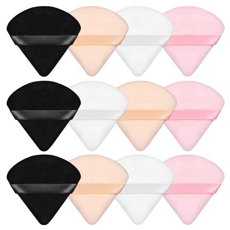 2/12Pcs Triangle Velvet Powder Puff Make Up Sponges for Face Eyes Contouring Shadow Seal Cosmetic Foundation Makeup Tool