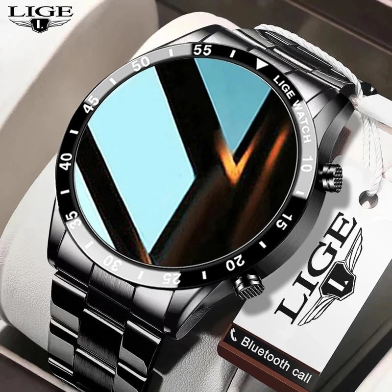 LIGE 2023 Smart Watch Men Full Circle Touch Screen Bluetooth Call Men Smartwatch Waterproof Sport Activity Fitness Watch+Box