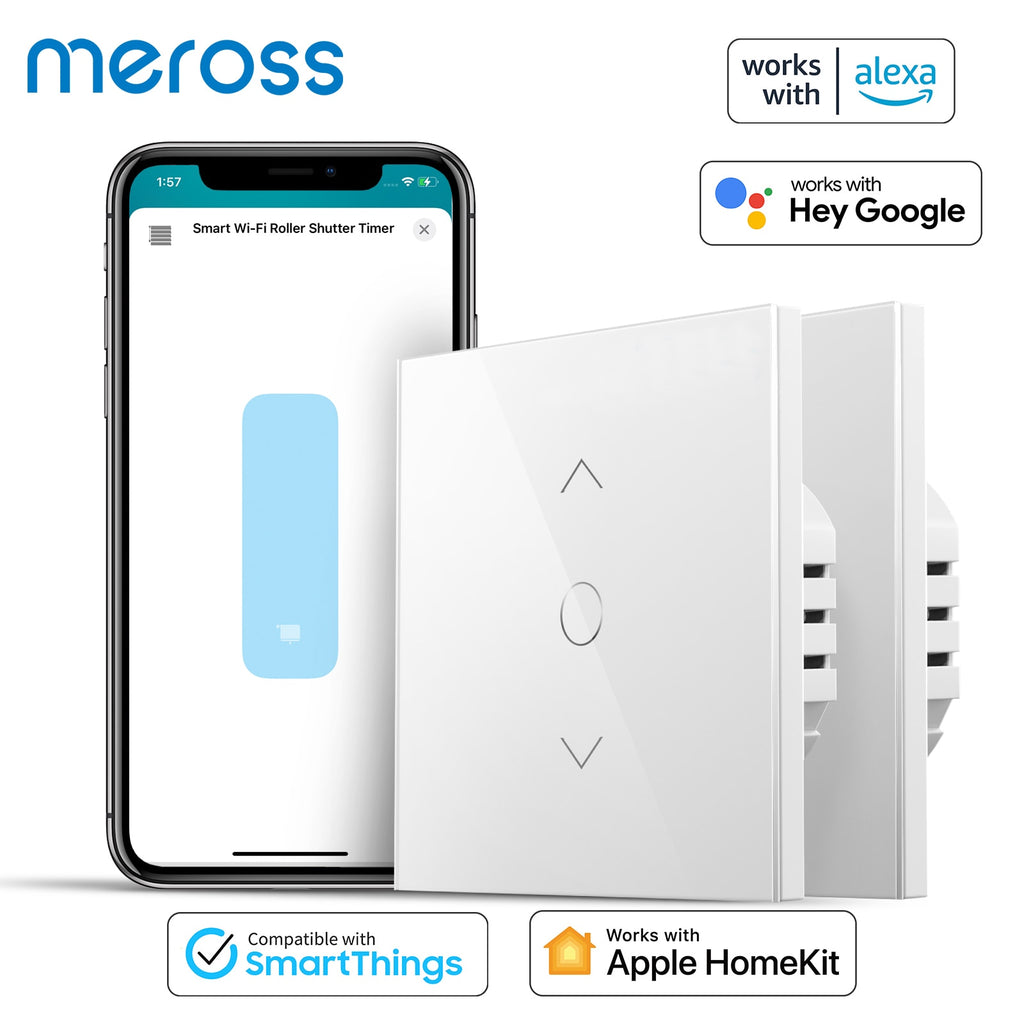 Meross HomeKit WiFi Roller Shutter Switch Smart Curtain Blind Motor Backlight Style Work with Siri Alexa Google Home SmartThings