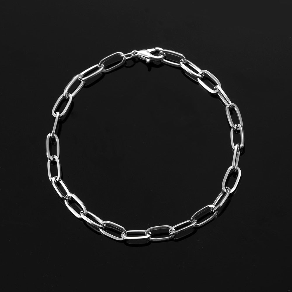 Fashion Mens Simple Stainless Steel Chain Bracelets for Women Unisex Wrist Jewelry Gifts Punk Metal Hip Hop Couple Jewelry